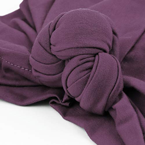 DRESHOW 5 Pack Knotted Headwraps for Women African Turban Pre-Knotted Beanie Headwraps Hair Covers - color: 5 Pack Knotted: Black, Khaki, Rose, Purple, Teal