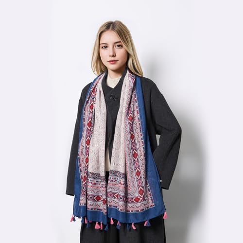 QIUTIMIY Scarf for Women Lightweight Soft Floral Leopard Printed Scarves Fall Winter Fashion Shawl Wrap with Fringe - color: Flower-black White