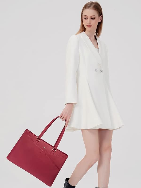 LOVEVOOK Laptop Bag for Women 15.6 Inch Tote Bags Waterproof Leather Briefcase Computer Women Business Office Work Bag,Red - color: Christmas Red 15.6 Inch, size: 15.6 inch
