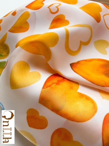 Silky Scarf for Women Lightweight Satin Bandanas Neck Hair Wrap For Sleeping Head Scarves 27.5" - color: A26 Yellow Heart/27.5"