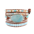 YGLINE Boho Handmade Wrap Leather Tube Crystal Stone Bracelet for Women - color: Amazonite 2
