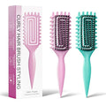 Curly Hair Brush, Curl Defining Brush with Soft Boar Bristles Detangling Tangled Glides, Wide-Teeth Design Effortlessly Shaping & Defining Curls (Pink Green) - color: Pink Green