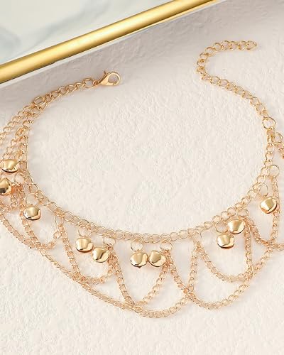 Gold Bell Anklets for Women Dainty Boho Bell Charm Ankle Bracelets Trendy Adjustable Tinkle Bell Anklets Summer Beach Chainlets Hawaiian Foot Jewelry Accessories