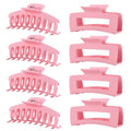 Pink Hair Clips for Women -8 Pack 4.3 Inch Large Hair Claw Clips for Women Thin Thick Curly Hair, Big Banana Clips,Strong Hold jaw clips - color: Pink