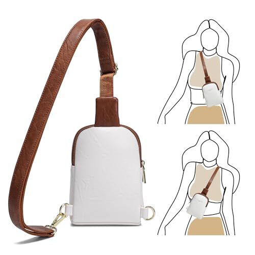 INICAT Women's Small Sling Bag, Lightweight Everyday Vegan Leather Crossbody Purse for Daily Essentials and Travel Light - color: Off-white, size: Small