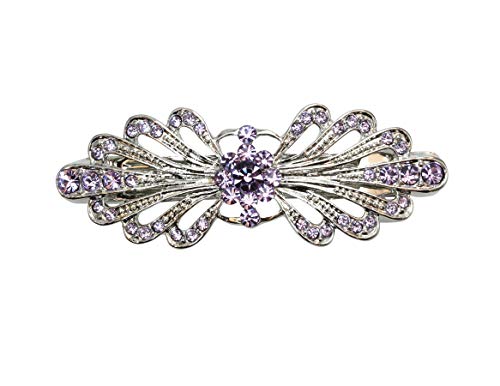 Faship Violet Small Mini Floral Hair Barrette Clip - color: Violet