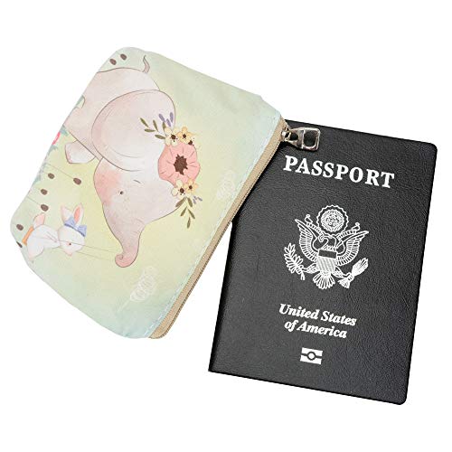 Women and Girls Cute Fashion Coin Purse Wallet Bag Change Pouch Key Holder - color: Elephant and Rabbit
