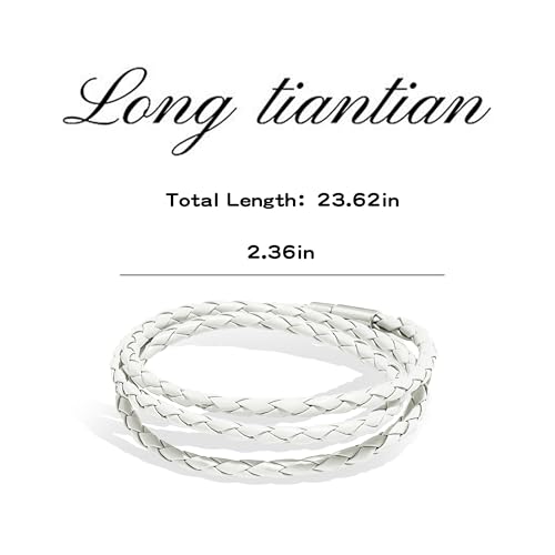 Long tiantian Boho Bracelets for Women Western Jewelry for Women Leather Wrap Bracelets Stackable Bangle Western Outfit for Women - color: man bracelet(white)
