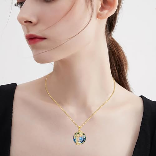 POPLYKE Mothers Day Gifts for Mom Her Wife Tree of Life Necklace 925 Sterling Silver Birthstone Pendant with Crystal Anniversary Birthday Wedding Jewelry for Women - color: 12-Dec-Blue Topaz, style: 18K Gold Plated-Blue Crystal