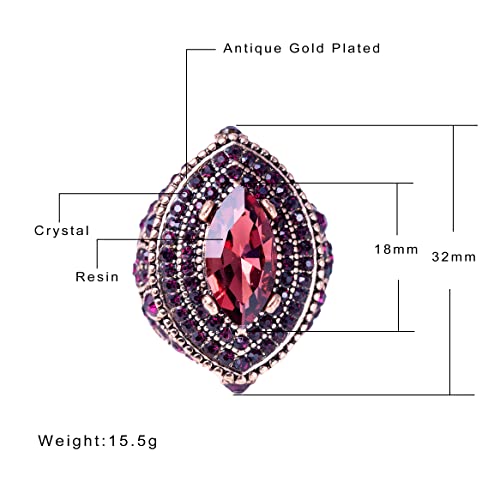 Women Ring - 32mm Turkish Style Gemstone Women Jewelry J0769 - color: Purple