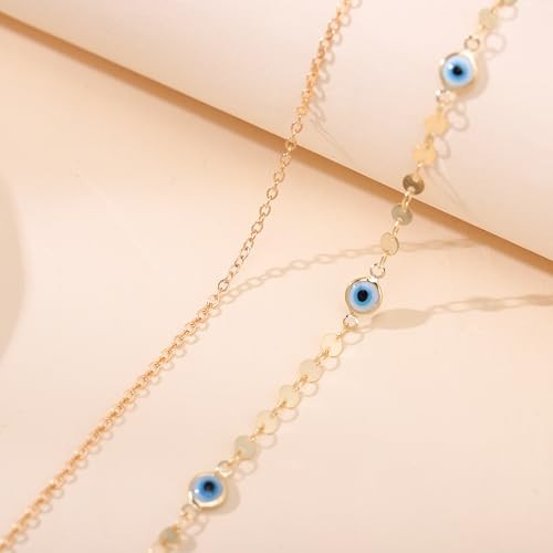 Body Chain Gold Waist Chains for Women Belly Layered Beach Waist Chains Adjustable Sexy Bikini Boho Chain - style: eye