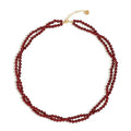 ZANNAH Gemstone Beaded Necklaces for Women - Boho Style Essential Necklace 15" + 3.14" Extender, Cute and Trendy Choker, Natural Stone Handmade Jewelry, Thoughtful Gifts for Women - color: Dark Red - Agate