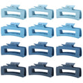 12 Pcs Blue Large Square Hair Claw Clips for Women, 4.3-Inch Matte Rectangle Claw, Strong Hold Non-slip Hair Clips for Thick & Thin Hair - color: Blue