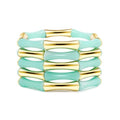 Gold Tube Bangle Bracelets for Women Stackable Bamboo Chunky Acrylic Beads Stretch Friendship Summer Beach Bracelet Jewelry - color: Blue