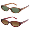 Retro Oval Sunglasses for Women Men Y2k Narrow Cat Eye Sunnies Skinny Shades AR82299 - color: 13. Brown+clear Red