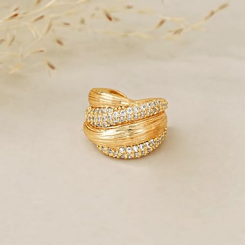 FETTERO Ear Cuff Earrings for Women Non Piercing 14K Gold Plated Ear Cuffs for Non Pierced Ears Clip on Cartilage Earring Ligthweight Fake Earrings | Single - style: Gold Brushed
