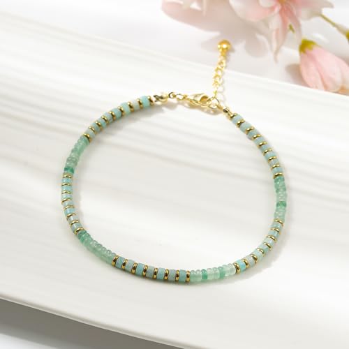 XIJIN Natural Stone Beaded Anklets for Women Handmade Beach Boho Turquoise Beads Ankle Bracelet Jewelry Gift for Her - color: N