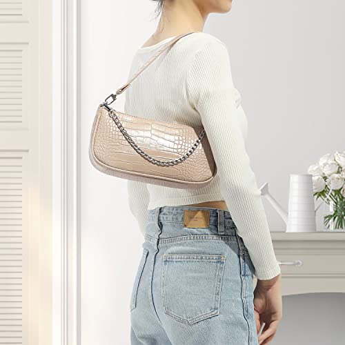 Loiral Small Purse for Women, Retro Classic Tote HandBag Shoulder Bags Clutch Purse - color: Nude