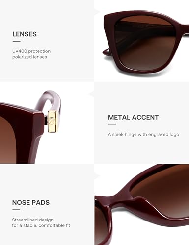 SOJOS Vintage Oversized Cateye Sunglasses Womens UV400 Large Designer Shades Lentes De Sol Para Mujer SJ2634 - color: Red/Red Grading Lens