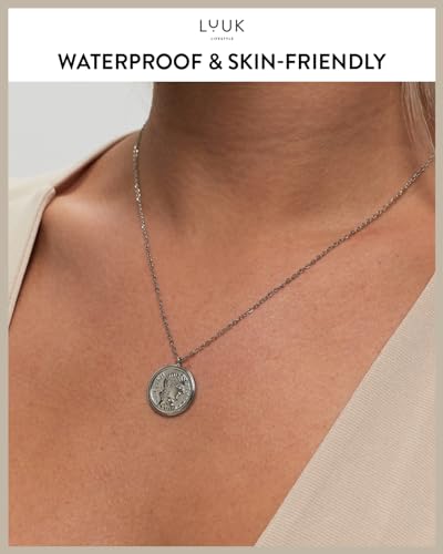 LUUK LIFESTYLE Minimalist necklace with rainbow pendant, HAPPINESS slogan card, symbol of diversity, waterproof stainless steel, gift for women, trendy, chic, silver - color: Silver, size: Cleopatra