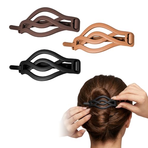 Vintage French Barrette Clips - 3 Pack Hair Accessories for Women & Girls, Non-Slip Crossover Hair Clips Suitable for Thick to Thin Hair (Mix-3PCS: S) - color: Mix-3PCS: S
