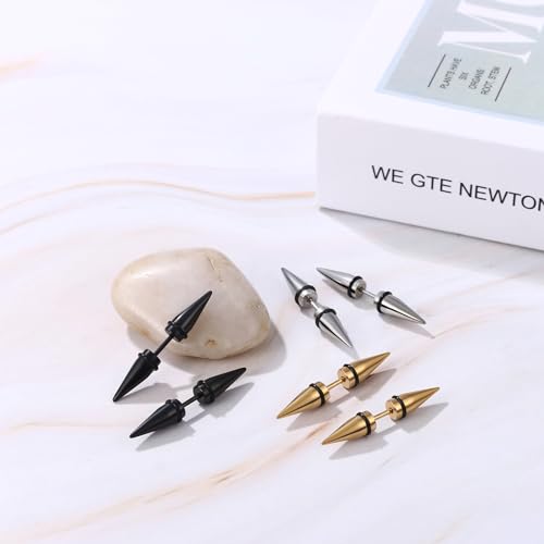 Aroncent 12PCS Stainless Steel Fake Tapers Mens Earrings Illusion Tunnel Cheater Piercing Jewelry Set for Men Women - color: A8
