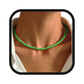 Boho Beaded Choker Necklace Colorful Short Necklaces Summer Beach Necklaces Jewelry for Women - color: Green