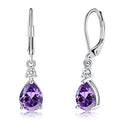 CiNily Teardrop Leverback Dangle Earrings for Women Hypoallergenic 14K Gold Plated Cubic Zircon Drop Earrings Fashion Crystal Earrings for Girls Jewelry Christmas Gifts - color: White Gold-Purple CZ