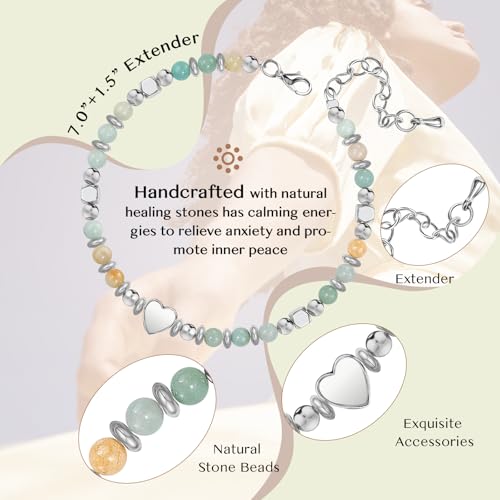 Inspirational Gifts Bracelets for Women: Healing Natural Stone Beaded Bracelets - Mothers Day Birthday Graduation Christmas Gifts for Women Friends Mom Daughter Sister Bestie - color: Amazonite-Love