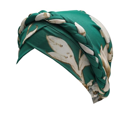 ZLYC Chemo Headwear for Women Pre Tied Turban Headwear Lightweight Beanie Hat - color: Braid Floral Teal