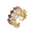 MEVECCO Ear Cuff Non Piercing for Women 18K Gold Plated Dainty Ear Cuff Earring Stacks Cartilage Clip On Wrap Huggie Minimalist Fake Piercings Open Hoops Jewelry Gifts - style: flower-blue