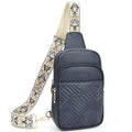 BOSTANTEN Sling Bag Quilted Crossbody Bags for Women Cross Body Purse Leather Fanny Pack with Adjustable Guitar Strap - color: A-blue