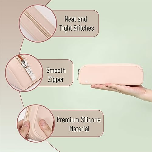 Mr. Pen- Silicone Pencil Case, Aesthetic Pencil Bag for Women, Makeup Pouch | Multifunctional Pouch for Stationery, Cosmetics and Electrical Goods Storage - color: Malibu Dune