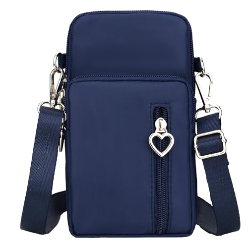 JANKS Small Crossbody Bag for Women - Mini Phone Purses with Crossbody Strap and Wallet - Nylon Arm Bag - color: A-darkblue