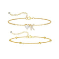 CAROVO Gold Ankle Bracelets for Women Waterproof 14K Real Gold Plated CZ Initial Anklet for Women Dainty Layered Letter A-Z Heart Ankle Bracelets Handmade Adjustable Anklet Summer Beach Jewelry - style: K
