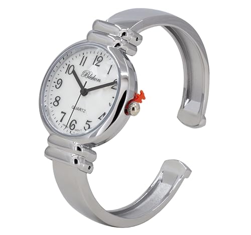 Women's Classic Easy Read Bangle Cuff Watch - color: Silver