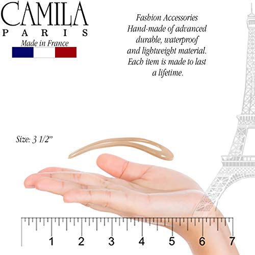 Camila Paris CP3096 French Twist Stick Clip Pins, Beige, Wavy Hair Pin U-Shaped Hair Fork for Girls Spiral Updo Chignon Bun Holder, Fashion Flexible Styling Hair Accessories for Women, Made in France - color: 2-Prong Beige
