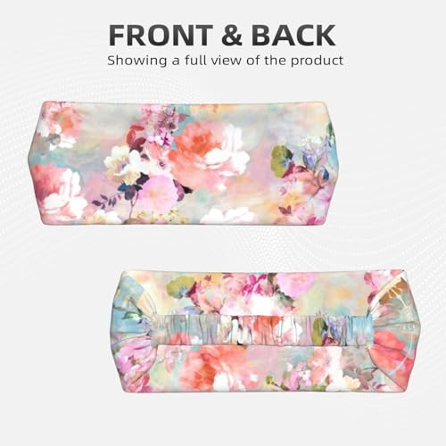 Black and Gold Swirl Liquid Ink Marble Workout Headbands Fashion Sports Sweatbands Yoga Hairbands for Fitness Athletic Non Slip Wicking Headscarf for Men Womens Girls Summer Accessories Elastic Bands - color: Watercolor Pink Flowers Pattern