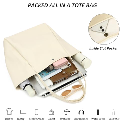 TANTOMI Tote Bag for Women Vegan Leather Purses and Handbags Ladies Waterproof Big Shoulder Bag for Travel - color: Cream White