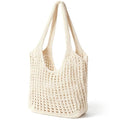 Tavaleu Crochet Tote Beach Bags for Women, Mesh Beach Tote Knit Bag, Summer Vacation Aesthetic Boho Hobo Shoulder Bag - color: Light Buff