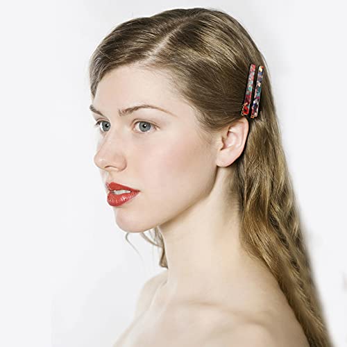 Cobahom 6Pcs Hair Clips,Hair Accessories for Women, Resin Duckbill Barrettes Fashion Chic Tortoise Shell Hair Clips for Women Girls and Hair Accessories(3 Red + 3 Bule) - color: 6 Pcs Blue & Red