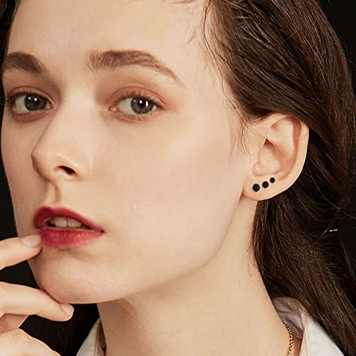 925 Sterling Silver Dot Stud Earrings | Small Simple Round Disc Stud Earrings | Tiny Flat Circle Hypoallergenic Cartilage Tragus Piercing Earrings Gifts for Women Men 2mm 3mm 4mm 5mm - color: #9 black gold-2/3/4mm