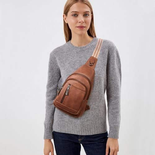 cakang Womens Sling Bag Crossbody Bags for Women Vegan Leather Sling Backpack Daypack Fanny Pack Crossbody Purse Travel - color: 2-brown