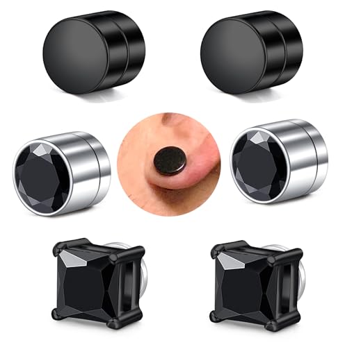 MODRSA Fake Nose Stud Fake Nose Ring Stud Fake Nose Piercing Fake Lip Ring Fake Earrings Stud Silver Gold Fake Cartilage Helix Earring Clip on Earring Hoop Fake Eyebrow Ring Fake Bridge Piercing - color: A2-fake ear stud- black