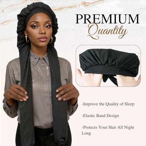 Bonnet for Braids, Braid Bonnets for Sleeping Women, Long Hair for Women, 2 in 1 Hair & Braids Protection - color: Black New
