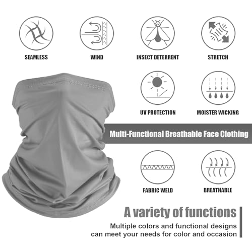 Geyoga 6 Pieces Summer UV Protection Cooling Neck Gaiter Face Clothing Neck Gaiter Mask Scarf Sunscreen Breathable Bandana - color: Dark Grey