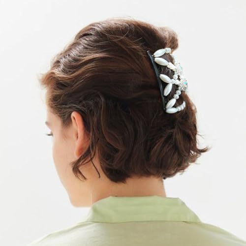 Quacc 2pcs Magic Bead Hair Combs Stretch Beaded Hair Combs Double Sided Clips Hair Comb for Women Girls DIY Hairstyling Hair Accessories (Black and White)