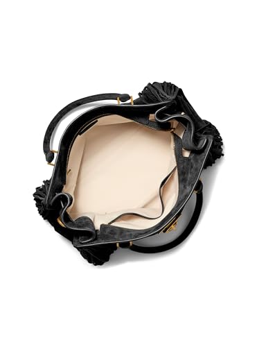 Michael Kors Women's Hamilton Satchel - color: Antique Gold-tone Hardware/Fringe Suede/Black