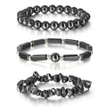 3Pcs Natural Stone Bracelets for Women 8mm Crystal Beaded Bracelets Handmade Stretch Bracelet Healing Crystal Jewelry for Women - style: Hematite