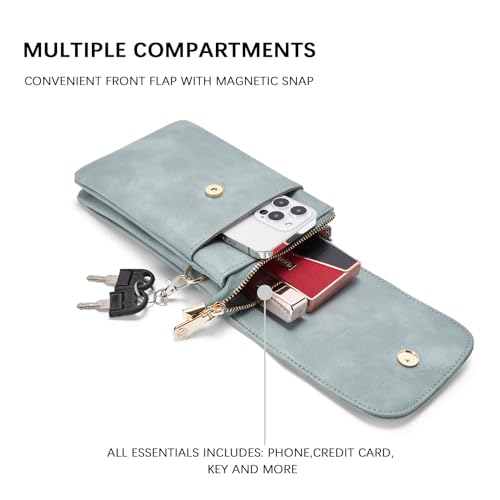 BOSTANTEN Vegan Leather Crossbody Bags for Women Designer Cell Phone Bag Wallet Purses Adjustable Strap - color: Denim Blue